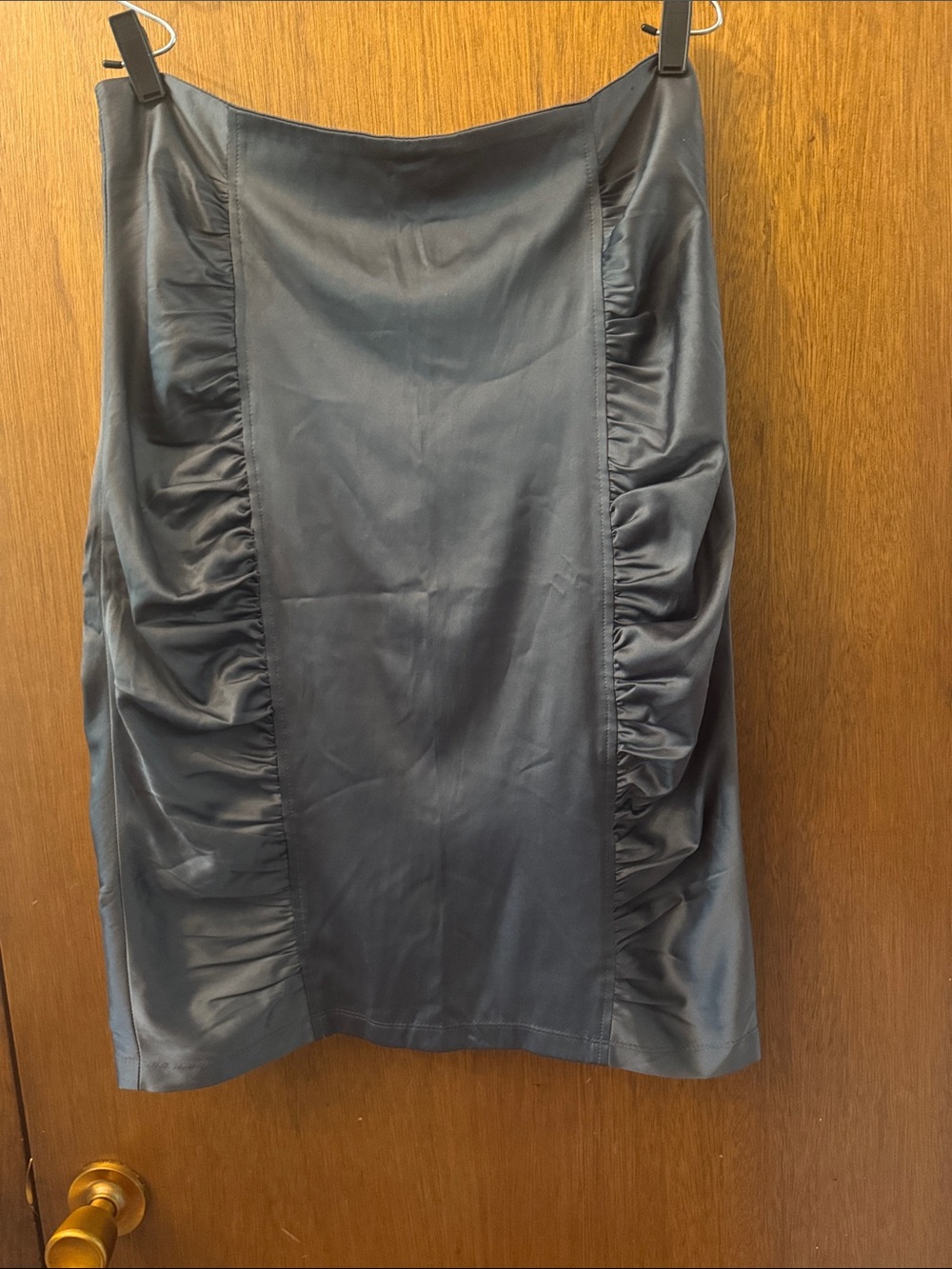 2B Bebe Grey Ruched-Panel Pencil Skirt